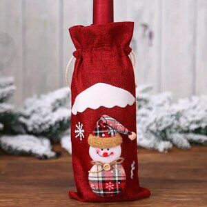 1pc Christmas Decorations, Wine Bottle Sleeve, Snowman